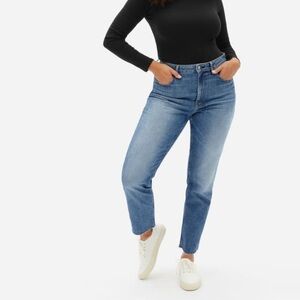 Evrelane The Cheeky Straight Jean Classic Blue Raw Hem NWT